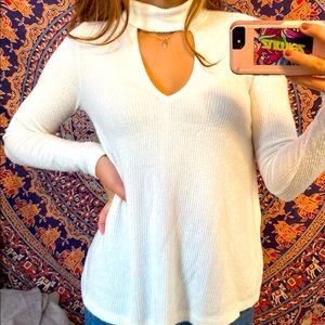 Forever 21 White Turtle Neck with cut out